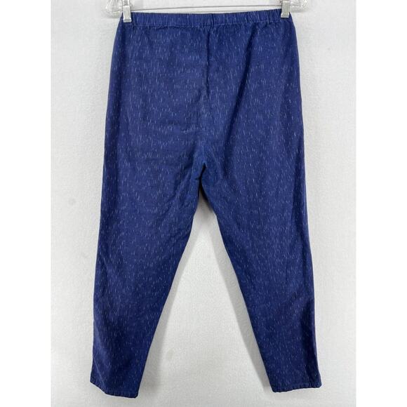 EILEEN FISHER Pants PS Petite Ikat Organic Cotton Droplet Ankle Tapered Blue - Picture 2 of 16